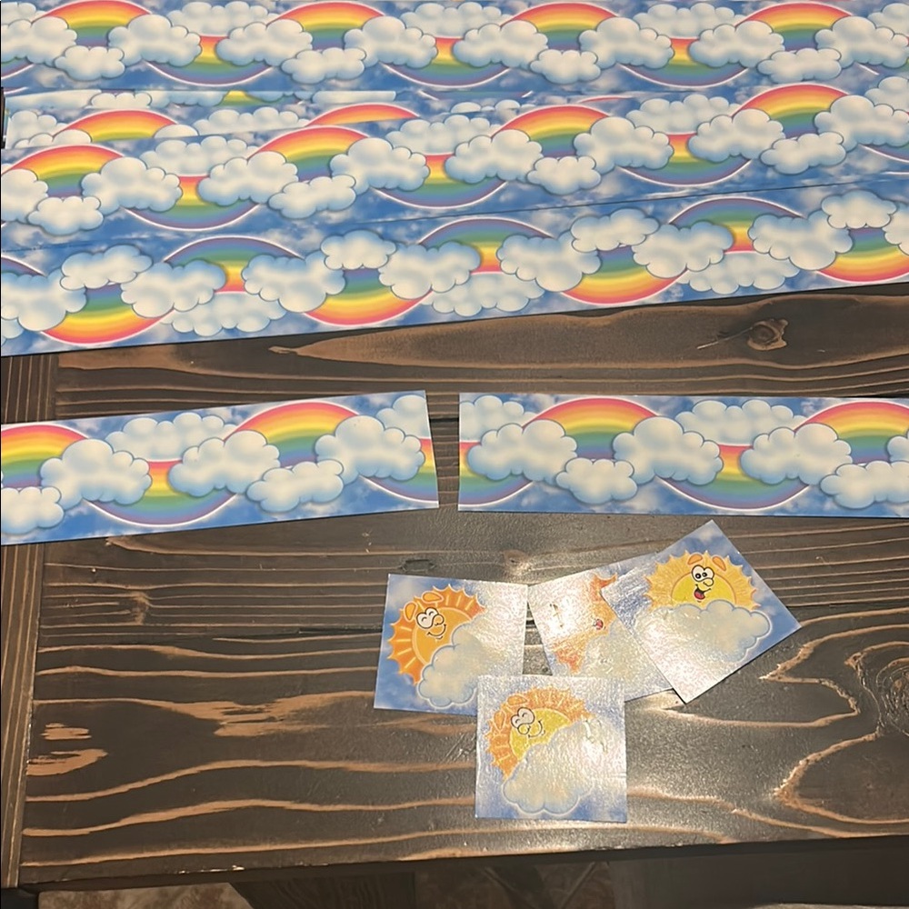 Colorful Rainbow and Cloud Border